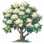 Encanto de árboles en flor blanca